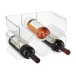 OGGI Bottle Rack for Wine, 6 Bottle Wine Storage - Stackable Wine Rack with Secure Stack Tabs. Ideal Wine Bottle Holder for Kitchen, Cabinet, Pantry, Fridge - Each Rack Holds 3 Bottles, 2 Pack - Clear