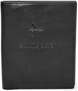 Fossil Leather RFID Blocking Passport Holder Case Wallet , Black (Model: MLG0358001)