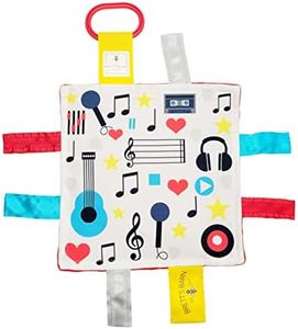 Baby Jack & Co 8x8' Music Lovey Tag Toys - Crinkle Toys for Baby - Soft & Safe - Learn Shapes & Colors - Ideal Baby Toy - BPA Free w/Stroller Clip
