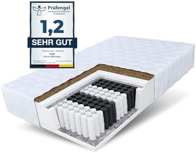 FDM Home MAX Matratze 140x200 cm Taschenfederkern Höhe 24 cm Härtegrad H3 H4 7-Liegezonen Öko-Tex Allergikergeeignet Bezug Waschbar Kokosfaser-Einlage