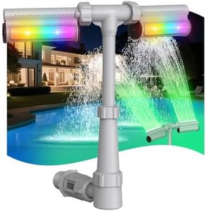 Swimming-Pool Waterfall Fountain w/Colorful Led-Lights - 7 Color Changing Above/Inground Pool Fountain Lights with Remote, Water Sprinkler Adjustable Height Pool Sprayer for Outdoor Yard Decoration