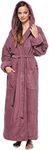 Arus Women's Organic Cotton Hooded Full Length Turkish Bathrobe, Plum, XL