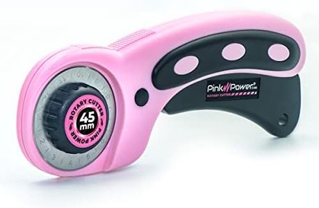 Pink Power Rotary Cutter Set with Ergonomic Handle Fabric Cutter Wheel for Sewing, Quilting, Crafting, and Scrapbooking and 45mm Rotary Cutter Blade