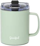 Goodful Travel Mug, Stainless Steel Insulated, Double Wall Vacuum Sealed Coffee Cup with Leak Proof Lid, 14 Ounce, Sage