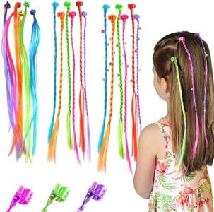 WANDERGO 36 PCS Kids Coloured Hair Extensions with Clips, Styling Accessories for Teenage Girls Braids