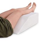 METRON Large Size|Orthopedic Bed Wedge Elevated Leg Pillow|Foam Wedge For Leg Elevation Reduces Back Pain & Improves Blood Circulation|Firm Supportive|Zipper Washable Cover|Color White|Pack of 1