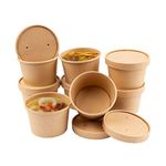 8 oz Paper Ice Cream Cups with Lid, 50 Pack Disposable Dessert Soup Bowls for Hot and Cold Food, Party Supplies Paper Cup Bowls for Ice Cream, Soup, Frozen Yogurt