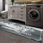 Pauwer Runner Rug 20"X59" Farmhouse Laundry Room Rug Runner Non Slip Laundry Rugs and Mats for Laundry Room Decor Washable Runner Rugs for Kitchen Laundry Room Hallway Entryway Area Rugs, Grey