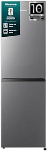 Hisense RB327N4ADD Kühl-Gefrier-Kombination, EEK D, Total NoFrost, wechselbarer Türanschlag, Flaschengitter, 171 Liter Kühlteil, 85 Liter Gefrierteil, Inox Look