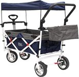 Creative Outdoor Distributor Push Pull Wagon for Kids, Foldable with Removable Canopy, Navy