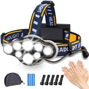 E Hyted Linterna Frontal LED Recargable, Alta Potencia Linterna Cabeza con 8 Modos, 18000 Lúmenes, Linterna Frontal de Luz de Advertencia Roja Impermeable IPX4 Para Camping Pesca