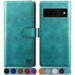 SUANPOT for Google Pixel 7A case with [Credit Card Holder][RFID Blocking],PU Leather Flip Book Protective Cover Women Men for Pixel 7A Phone case Blue Green