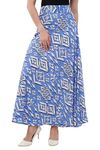 MedleyHues - Stylish Wraparound Skirts for Women | Women’s Stylish Skirt | Rayon Fabric Printed Maxi Skirt | Girl's Skirt (Free Size, Pixel Blue)