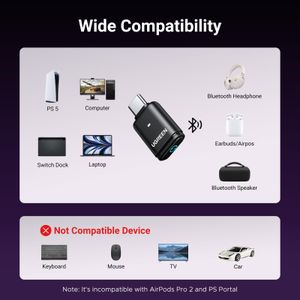 UGREEN Bluetooth 5.3 USB-C Adapter – Wireless Dongle for Laptops & PCs