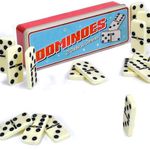 28 Pieces Super Retro Dominoes in Tin Gift Set, Black and White Gift In Travel Size (Tin Box)