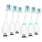 BYITH Replacement Brush Heads Compatible with Sonicare E-Series Toothbrush HX7022/66, Essence, Xtreme, Elite, Advance and CleanCare Screw-On Handles, 6 Pack