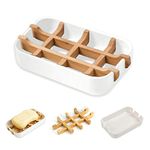 VEGCOO Bamboo soap holder, Natural Bamboo Soap Dish with Drainage Storage Holder, Durable Anti-Mould Natural Soap Box Soap Saver for Shower, Bathroom, Kitchen and Wash Basin (1 Pack White)