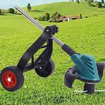 Lawn Mower Support Wheel for String Trimmer, Adjustable Weed Wacker Wheels Weed Trimmer PushWeed Eater Auxiliary Wheel, Grass Trimmer Holder Shaft Tube for Gas String Electric Brushcutter (Black)