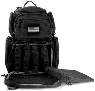 K-Cliffs Shooting Range Pistol Backpack Lockable Molle Rucksack | Up to 5 Handguns | Dedicated Mag Storage | Black