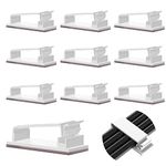 Vinabo 10 Pcs Cable Holder Clips,Self Adhesive Cable Management Clips, Cable Organisers Wire Clips Cord Holder for Home, Office, Car, Nightstand, Desk Accessories (White)