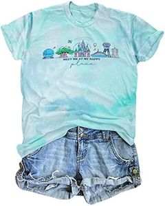 Womens World Traveler Shirt Magic Kingdom Graphic Tshirt Matching Trip T-Shirt Girl Vacation Hodilay Short Sleeve Top Tie Dye Blue