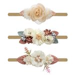 DRESHOW Baby Girl Nylon Headbands Flower Elastic Hair Band Bows Hair Accessories for Newborn Infant Toddler 3 Pack