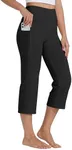 Willit Women's Yoga Capris Pants High Waist Leggings Crop Straight Leg Athletic Exercise Workout Capris 21" Black L