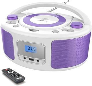 CD Radio Portable CD Player Boombox with Bluetooth,FM Radio,Remote Control,USB Input and 3.5mm AUX Headphone Jack,CD-R/CD-RW/MP3/WMA Playback,AC/Battery Powered(WTB-791Purple)