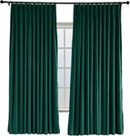TWOPAGES 52 W x 102 L Pinch Pleated Curtains Room Darkening Velvet Curtain Drapery Panel for Traverse Rod Or Track, Living Room Bedroom Meetingroom Club Theater Patio Door (1 Panel), Moss