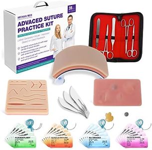 Advanced Practice Kit for Medical Students (35 Pcs) – Latest Generation of Most Complete Model, Including: Tool Kit with Variety of Suture Threads, 3 Top Quality Suture Pads (Education Only)