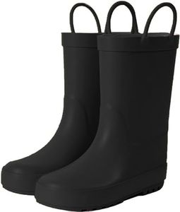 Hbxooxts Kids Rain Boots, Waterproof Rubber Child Wellies for Girls and Boys Toddler Rubber Boots with a Fun Pattern and Easy to Handle - 13 Little Kid Black