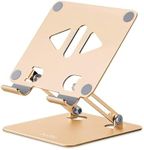 Aoviho Tablet Stand Holder for Desk Adjustable Tablet Holder, Foldable Aluminum Desktop Tablet Holder for iPad Samsung Galaxy Tabs Amazon Kindle Fire,All Tablets (4-13 inch) (Gold)