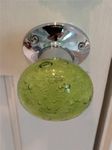 Beautiful Pair of Large Green/Sage Contemporary/Retro Round Smooth Bubble Glass Chrome Mortice Door Knobs/Handles