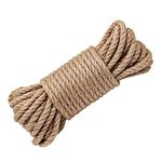 Wolike Hemp Rope,6mm Thick Rope Strong Natural Rope,Jute Rope for Craft Rope/Cat Scratching Rope/Garden Bundling(10 M/32 Feet) (6mm)