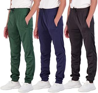 3 Pack Boys Girls Youth Active Teen Mesh Boy Sweatpants Joggers Running Basketball School Track Pants Athletic Workout Gym Apparel Training Jogger Fit Kid Clothing Casual Pockets - Set 1,L(14-16)