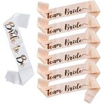 Bachelorette Party Sash, 6 Rose Gold Team Bride Sashes with 1 White Bride to Be Sash, Bride Bridesmaid Sash Bridal Shower Hen Party Wedding Engagement Decorations Party Favors Accessories