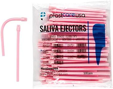1000 Dental Saliva Ejectors Disposable - Medical Grade Latex Free Evacuation Suction Tips - Flexible Pink Tube with Pink Tip (10 Bags of 100) by PlastCare USA