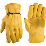 WELLS LAMONT Men's Leather Work Gloves with Adjustable Wrist, Extra Large (Wells Lamont 1132), Saddletan