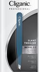 Cliganic Professional Eyebrow Tweezers Slant Tip (Blue) - Precision for Men & Women, Stainless Steel Best for Plucking Chin Facial Hair