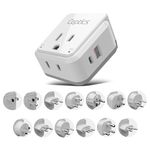 Ceptics International Travel Plug Adapter Set (Type A, B, C, D, E/F, G, H, I, J, K, L, M, N) - 4 in 1 - 2 Canadian Socket - 1 USB & 1 USB-C (3.1A) - Compact & Powerful (PAK-ALL)