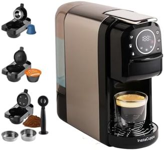 InstaCuppa 3-in-1 Espresso Coffee Maker, Works with Ground Coffee, Pods & Capsules, Electric Kettle Mode with Temperature Control, Adjustable Volume, Self-Cleaning, LED Touch Control and Display