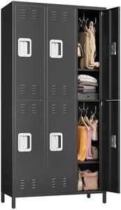 GarveeHome Metal Storage Locker with 6 Doors, Metal Locker for Employees with 18 Hooks for Garage School Office Gym Home, Assembly Required, Black