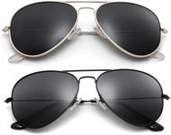 Pro Acme Aviator Sunglasses for Men Women Classic Polarized UV400 Protection (2 Pairs) Gold Frame/Black Lens + Black Frame/Black Lens