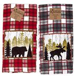 Kay Dee Kitchen Terry Towels 2pc Set Cabin Moose Bear Mountain Life Value Set