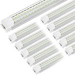 JESLED 8FT LED Shop Light, 90W, 12000LM, 6500K Super Bright White, ETL Listed,T8 Fixture 8 Foot, D Shape 3 Rows Linkable Tube Lights for Garage Workshop Warehouse Plug and Play(10-Pack)