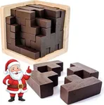 Original 3D Wooden Brain Teaser Puzzle: Engaging 3D Puzzle Box for Kids 8-12 & Adults, Desk Toys Delight, Challenging Games & Wooden Puzzles for Adult Brain Boost (Brown)