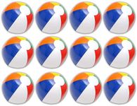 Neliblu 12" Bulk Pack of 12 Classic Inflatable Ball - Pool Toys Party Favors Rainbow Beach Balls - Beach Toys - Party Pack - Bulk Beach Balls (1 Dozen)