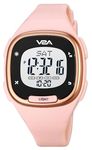 V2A Resin Digital Sports For Women And Girls 5 Atm Waterproof Perpecetual Calender Watch For Teenagers Girls Ladies Women (Pink), Multi-Color Dial, Multi-Color Band