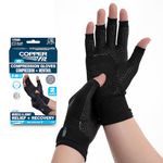 Copper Fit Compression Gloves Infused with Menthol for Maximum Recovery, Black, Large/X-Large