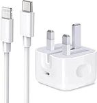 iPhone PD Fast Wall Charger [Apple MFi Certified] 20W Type C Power Block, Plug Adapter with 6.6FT USB-C to Lightning Cable Compatible with iPhone 14 13 12 11 X iPad,AirPods Pro (2nd Generation)